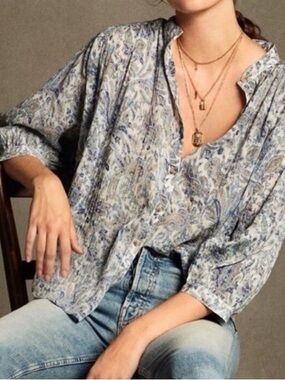 Anthropologie Pilcro Sidney Paisley Batwing Button Blouse